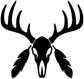Elk skull feather crest vinyl decal with black-and-white antlers, skull, and feather accents
