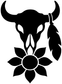 Black bison skull vinyl decal with sunflower and leaf accents