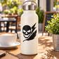 Skull and lightning vinyl decal with feather sweep, black on white