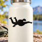 Vinyl skydiving open-sky glide decal, black silhouette of skydiver falling pose