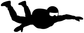 Black vinyl skydiver silhouette decal with outstretched arms and legs