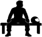 Skydiving bench vinyl decal silhouette with helmet on seated skydiver