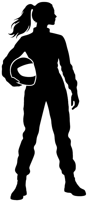 Skydiving vinyl decal silhouette of a person holding a helmet in black