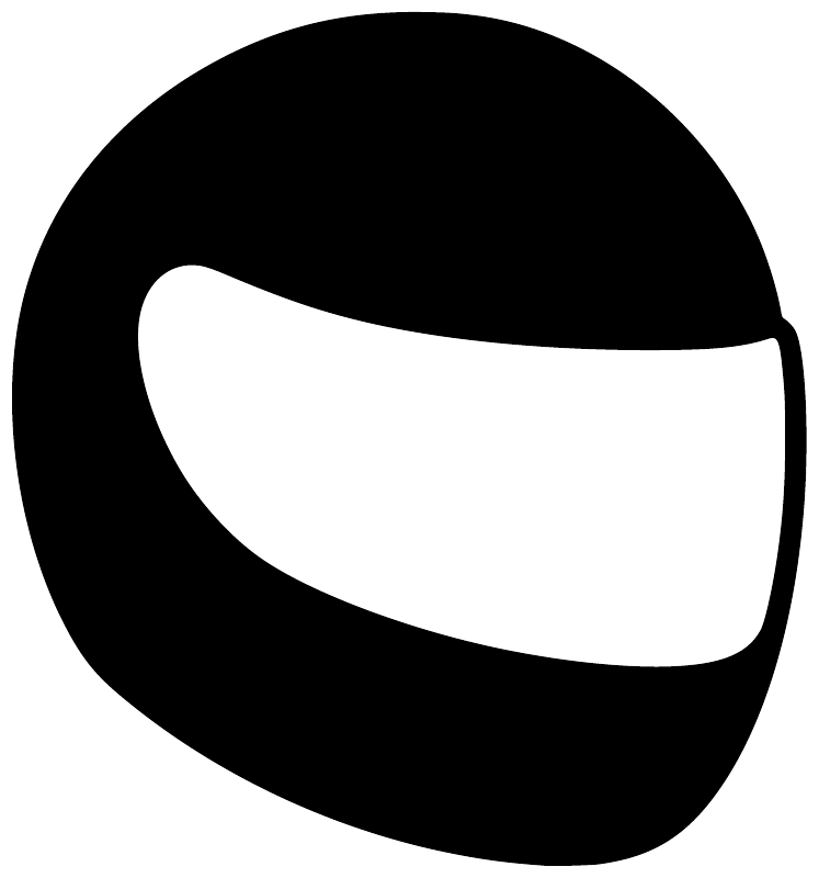 Skydiving helmet vinyl decal, black circular background with white helmet silhouette