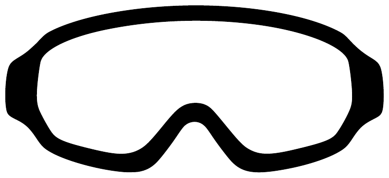 Vinyl decal close-up of open skydiving goggles, white with thick black outline