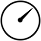 Clock-face vinyl decal icon with thick black circle, white center, and hand