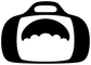 Black-and-white vinyl decal of a gear bag icon with cloud motif