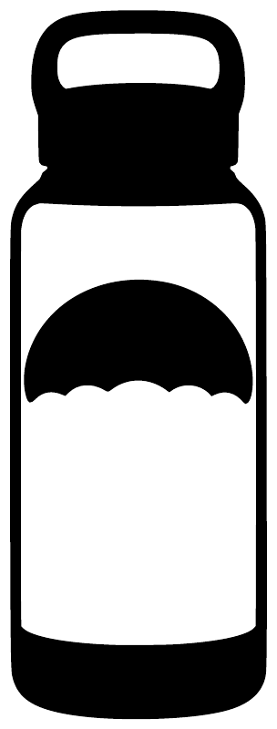 Vinyl decal close-up: black bottle outline with skydiver silhouette on white