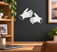 Vinyl decal of two white skydiving gloves on dark surface