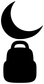 Crescent moon and pouch/helmet vinyl decal icons in black on white