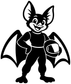 Vinyl decal of a black flying fox character with bat wings and goggles