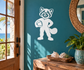 Skydiving red panda vinyl decal, white/gray mascot with helmet and goggles