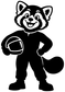 Skydiving red panda vinyl decal, black mascot figure with helmet and goggles