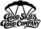 Parachute icon with "Good Skies Good Company" vinyl decal, black and white