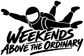 Vinyl decal graphic: skydiver icon and “WEEKENDS ABOVE THE ORDINARY” lettering