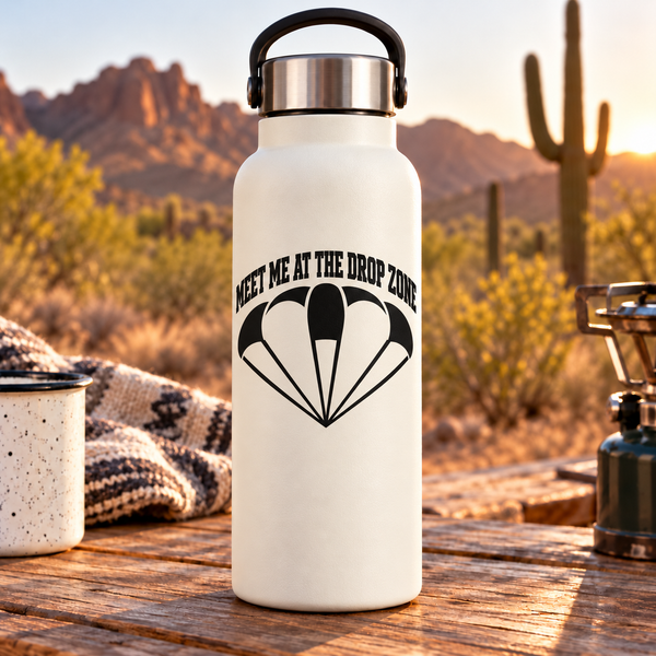 Vinyl decal with “Meet Me at the Drop Zone” text and parachute icon
