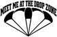 Parachute vinyl decal with “MEET ME AT THE DROP ZONE” text, black and white