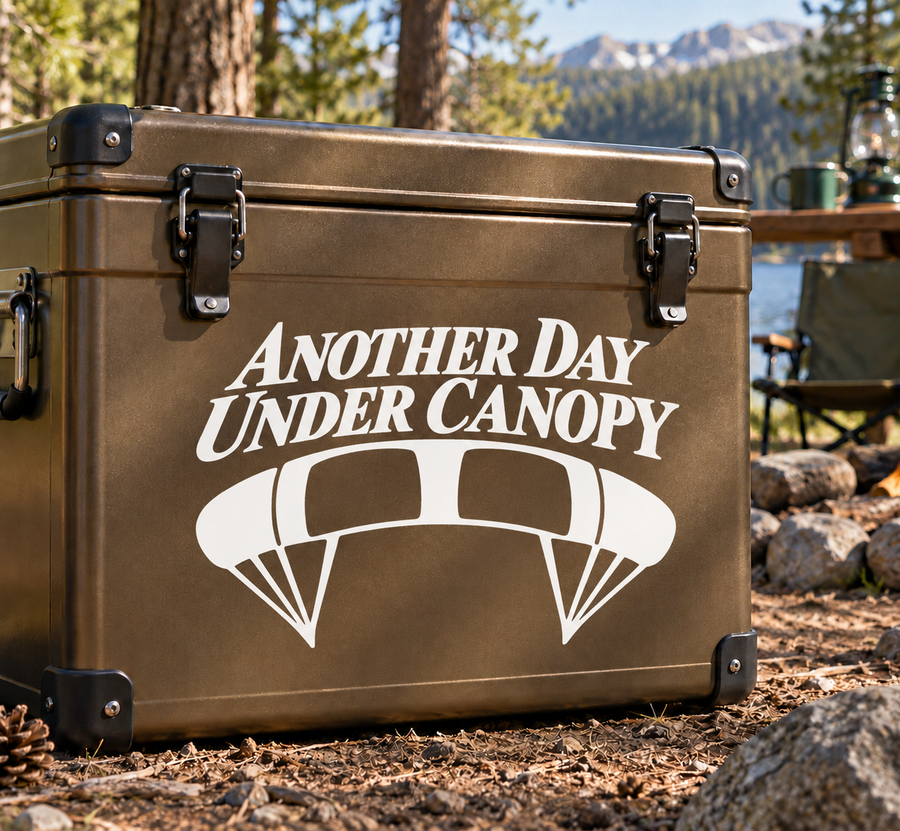 Vinyl decal: 'Another Day Under Canopy' text with parachute canopy graphic