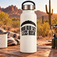 Vinyl skydiving decal on white bottle: MORE BLUE SKY LESS RUSH