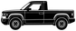 Black pickup truck side profile vinyl decal, clean line art silhouette