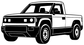 Black and white outline truck decal, low front angle
