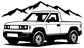Vinyl truck decal featuring a van silhouette with mountain peaks outline