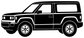 Squareback SUV side profile vinyl decal graphic, black and white