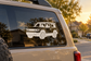Slate squareback SUV front three-quarter vinyl decal on car window, white graphic