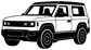 Slate squareback SUV front three-quarter vinyl decal, white cutout graphic