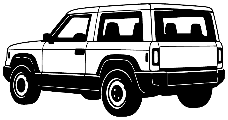 White SUV vinyl decal illustration, side view on transparent background