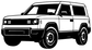 Black-and-white SUV vinyl decal with low front angle, squareback style.