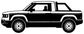 Vinyl truck side-profile decal, black-outlined white pickup illustration