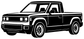 Black-and-white outline truck vinyl decal, front three-quarter view