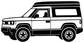 SUV side profile vinyl decal featuring black-and-white off-road vehicle silhouette with roof rack