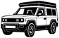 White vinyl SUV decal, front three-quarter view with detailed outline