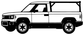 Utility truck side-profile vinyl decal with black outline on white background