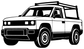 Black and white outline truck vinyl decal sticker, side view with roof rack