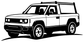 Black-and-white outline SUV truck roof rack vinyl decal, side view