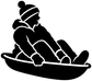 Black sledder vinyl decal, rider with scarf and hat on snow sled