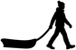 Winter sledding vinyl decal silhouette of person pulling sled, black
