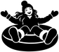 Sledding snow tube vinyl decal featuring rider on black-and-white inner tube