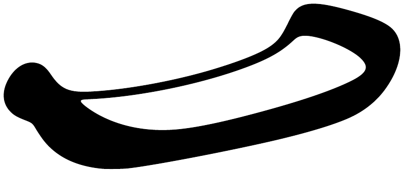 Curved sled vinyl decal, black outline sled shape