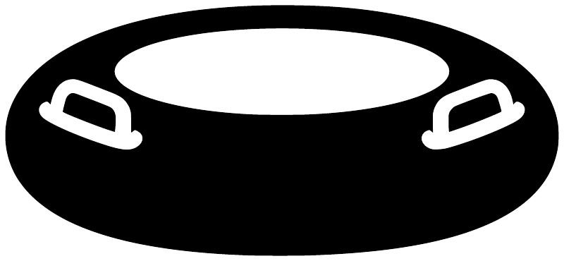 Sledding snow tube vinyl decal: black oval with white center and handle-like ends