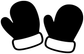 Pair of black winter mittens vinyl decal with white cuffs and thumb details