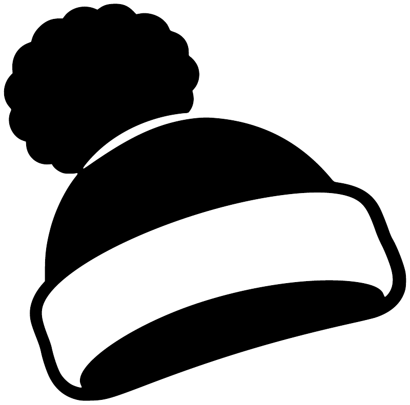 Black and white beanie with thought bubble vinyl decal close-up