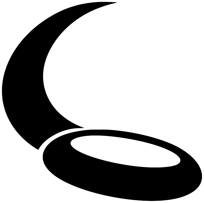 Vinyl decal close-up: black crescent moon with white inner curve