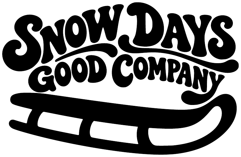 Black and white Snow Days Good Company vinyl sled decal, bold typography