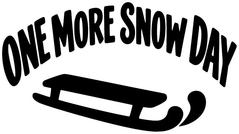 One More Snow Day sled vinyl decal with bold black lettering and sled icon