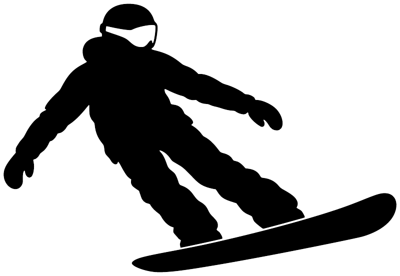 Black snowboarder silhouette vinyl decal on snowboard