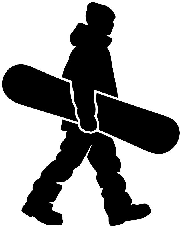 Black snowboarder silhouette on snowboard vinyl decal
